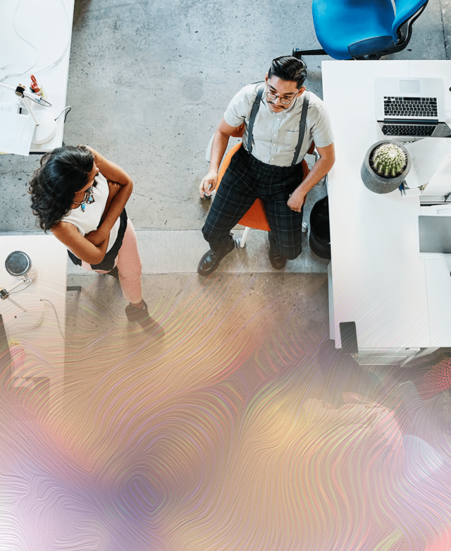 Two people in an office.